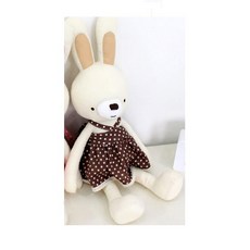 圓點洋裝造型兔子玩偶, 棕色