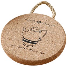 아카시아 코르크 원형 냄비받침, 내추럴, 1개