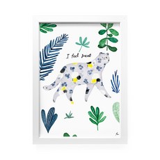all new frame 花豹圖案附框掛畫, 中纖板白色