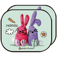 bang on the door 汽車UV膠遮陽板 2入, 兔子