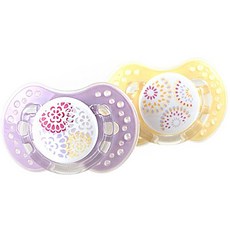 LoveBee 時尚安撫奶嘴, 第2階段(3~7個月), 黃色+紫色, 2個