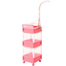 SNS 3層滾輪方型收納箱 C款+蓋子+支架 2入+掛勾, 粉色