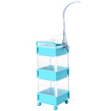 SNS 3層滾輪方型收納箱 C款+蓋子+支架 2入+掛勾, 藍色