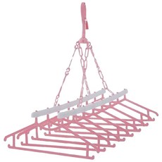 BeBeHook 8格連接式衣架, 粉色的, 1入