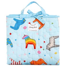 Coney Island 攜帶式兒童睡墊三件組 小馬, 藍色