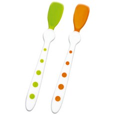 누크 레스트 이지 스푼 세트, 그린 + 주황, 1개