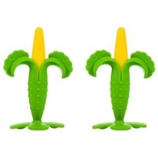 bebe&mam 玉米造型矽膠固齒器 2入, 綠色, 2個