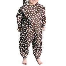 Plie 小狗圖案美術圍裙整身式連身褲 M號, 棕色的, 1 個