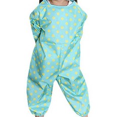 Plie 孩童黃色圓點印花拉鍊式圍裙 L號, 薄荷綠, 1入