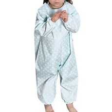 plie 全身美術圍裙 拉鍊式 白色圓點 L, 淺天藍色, 1 個