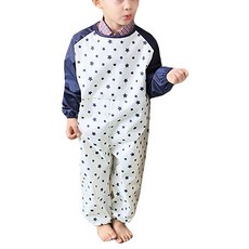 Plie 黑色星星防污防水畫畫連身圍裙 (拼色拉鍊款), 象牙