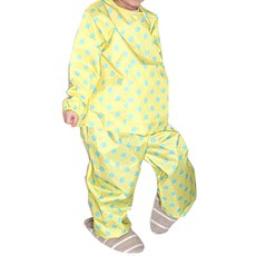 Plie 圓點印花防水防污長袖上衣+長褲, 黃色的