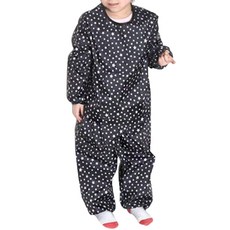 Plie 星星印花防水長袖上衣+長褲, 黑色的