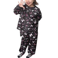 Plie 孩童兩件式畫畫衣 粉色蝴蝶結 S號, 1入, 黑色