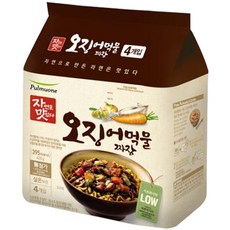 풀무원 자연은 맛있다 오징어 먹물 짜장 라면, 4개