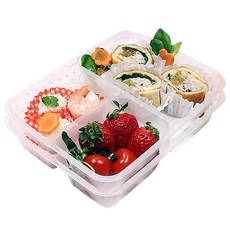 내열 3칸 직사각 일회용도시락, 2개입, 1개