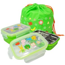 씨에스동양상사 ABC스텐사각 2단도시락, 도시락 2개 + 가방 1개, 1개