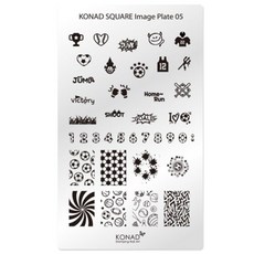 KONAD 方形圖案印花板05 銀色, 銀, 1個, 方形印花板-05