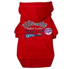 TOUCHPET 寵物刺繡連帽T恤 TD14W012C, 紅色的