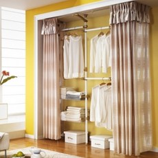 프라임 화이트 드레스룸 3폴 선반 커튼타입 행거, 인디핑크