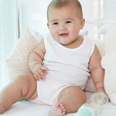 리틀오르세 신생아용 베이직 골지 민소매 바디슈트