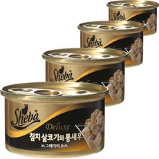 쉬바 고양이 간식캔, 혼합맛(참치살코기/통새우), 85g, 4개