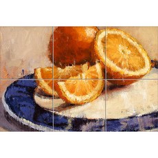 Static-89 파란색 접시위에 올려진 오렌지 각 6장