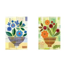 AT219/AT220花盆的藍色尾端橘色花 2款6張, 混合顏色