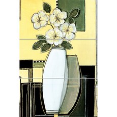 AT117파스텔톤의 꽃병과 하얀꽃 3장, 혼합색상