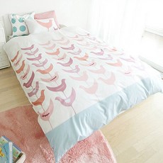 MYHOUSE 孩童小鳥圖案被套+枕套組, 混色