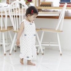 bebe chouette 孩童皇冠圖案背心式連身睡裙 白色