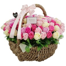 ASPASIA 充滿愛與感謝的100朵玫瑰花籃, 粉色的, 1個