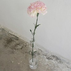 Flower Mart 人造花康乃馨玻璃瓶套組 SA0025 粉色, 康乃馨+花瓶, 1套