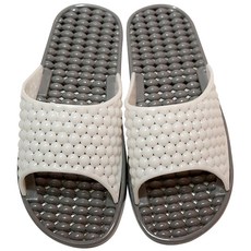 拼色腳底按摩浴室拖鞋, 灰色 白色, 1個