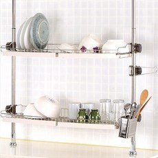 에넥스 로얄 싱크대 기둥식 선반 W800, 2단, 스테인레스광택(선반), 아이보리(물받이), 1개