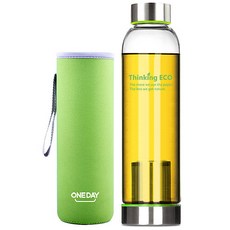 원데이 찻잎망 글라스 보틀, 그린, 550ml, 1개