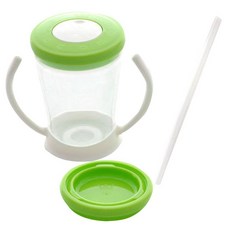 초코몬 3중 흘림방지 투명 빨대컵 240ml, 그린, 1개