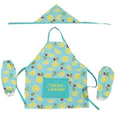 라바 레몬 방수 민트 앞치마 + 토시 2개 + 두건 세트