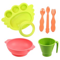 유이앤루이 아기천사식판 유아식기 기프트 7종 세트 라임그린, 1세트, 1개