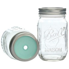 볼메이슨자 레귤러컬러리드 빨대텀블러 민트, 473ml, 2개