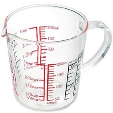 하리오 손잡이 유리 계량컵 200ml CMJW 200, 1개
