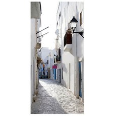 GGOOMIM 聖托里尼早晨街景自黏壁貼, 混合色, 100 x 210 cm