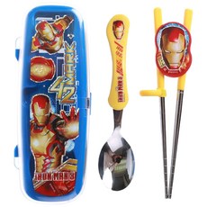 LILFANT 鋼鐵人學習筷+湯匙盒裝組, 混色, 1組, 湯匙+筷子+收納盒