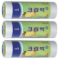 크린랩 롤백 17cm x 25cm, 미니(XS), 200개입, 3개