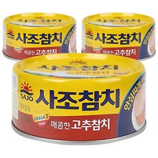 사조참치 매콤한 고추참치 통조림 안심따개, 135g, 3개