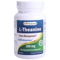 베스트네츄럴스 L-테아닌 200mg 글루텐 프리 무설탕 베지캡슐, 60정, 1개