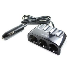 아이나비 차량용 시거잭 3구 멀티 소켓, ISS-300, 블랙, 1개