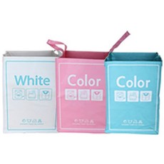 魔鬼氈黏貼式分類洗衣籃, 白色, 粉色, 藍色, 3個