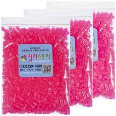 컬러스토리 싱글 컬러비즈, 투명형광핑크, 6개