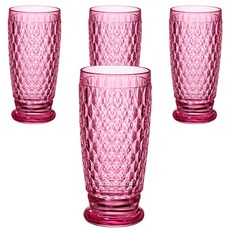 Villeroy&Boch 菱格壓紋啤酒杯 玫瑰粉色, 4個